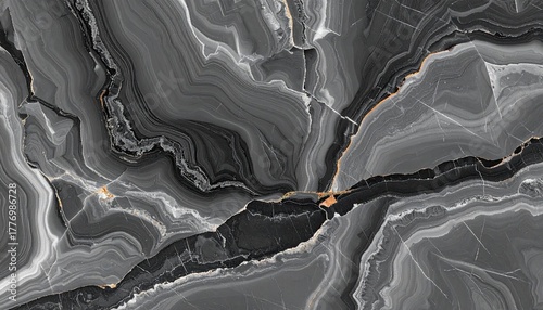 Elegant Black and White Marble Texture with Gold Veins.