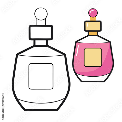 A beautiful perfume bottle coloring page featuring an elegant glass design with ornate details, ready to be filled with creative colors and fragrant imagination.
