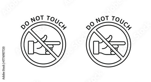 Two identical warning signs depicting a hand stopping a pointing finger