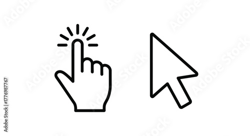 A simple illustration depicting a hand clicking a computer mouse cursor