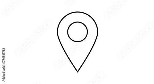 Simple black outline of a location marker on a white background