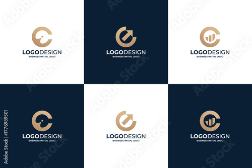 Collections of initial letter C logo design. Letter C statistic logo