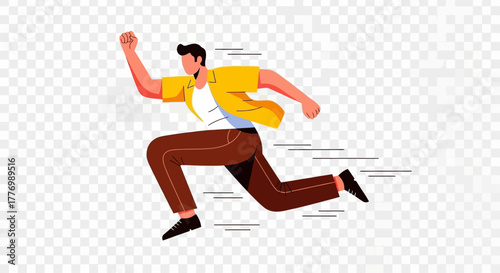 Dynamic Runner Illustration - Agile Person Leaping Forward (Transparent PNG)