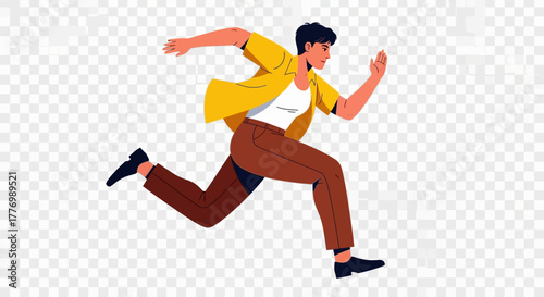 Dynamic Runner Illustration - Agile Person Leaping Forward (Transparent PNG)