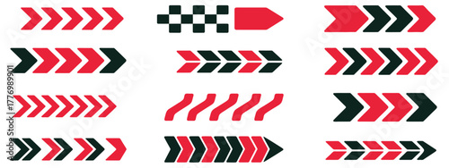 Racing stripes and vehicle graphic vector collection featuring checkered flags, drift decals, and motion speed lines for motorsport-inspired car, motorcycle, and truck design templates.