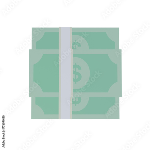 Stack of Money Bills Isolated on White Background 3D Illustration png