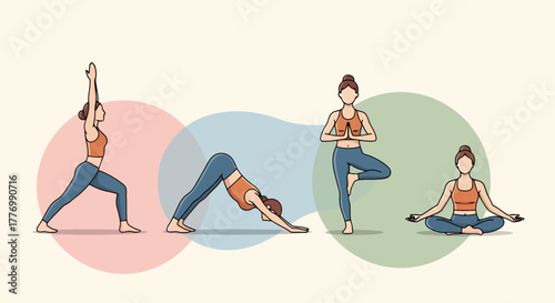Diverse Group of Women Practicing Yoga Poses for Wellness and Balance