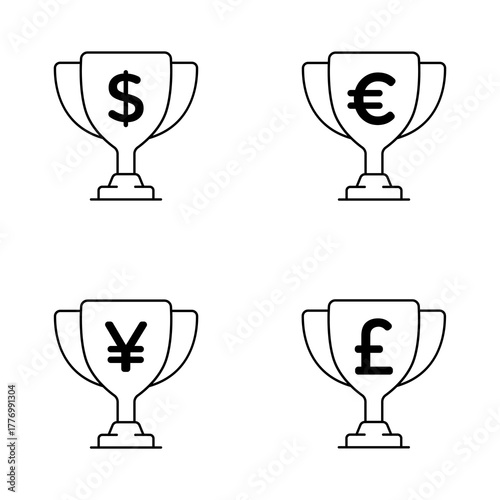 Set Trophy Cup Business icon pack symbols Money Logo