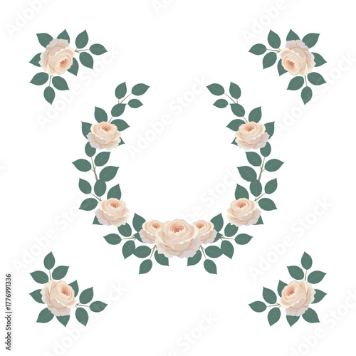 Pastel Rose Floral Frame Vector – Elegant Botanical Card Template with Pink Roses and Decorative Border