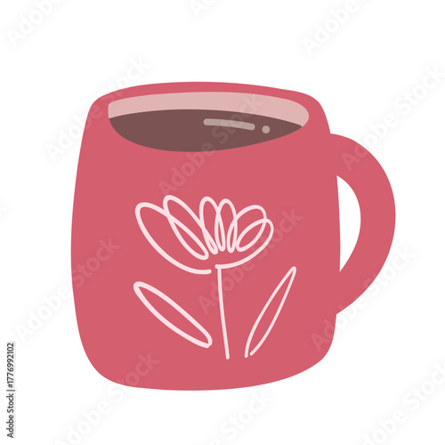 手書き風フラットイラスト　マグカップに入ったコーヒー