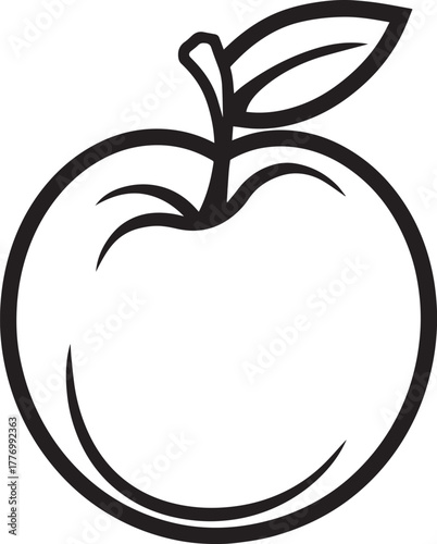 Nectarine fruit icon clean simple outline