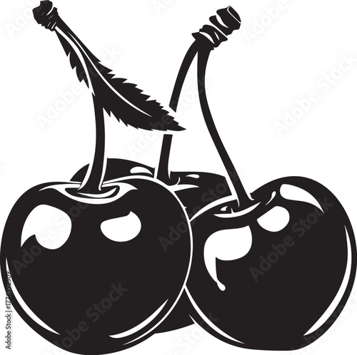Cherry slices icon clean simple silhouette