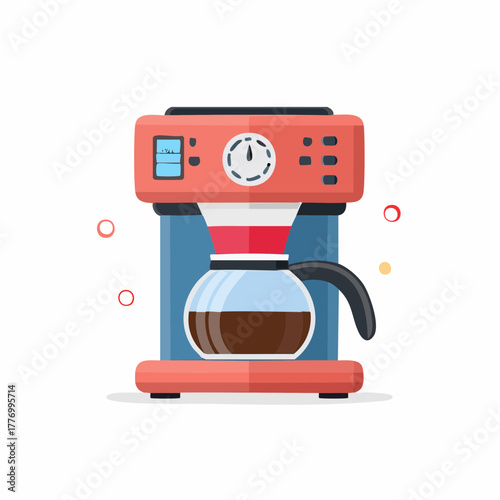コーヒーを作るコーヒーマシーン、コーヒーメーカーのベクターイラスト