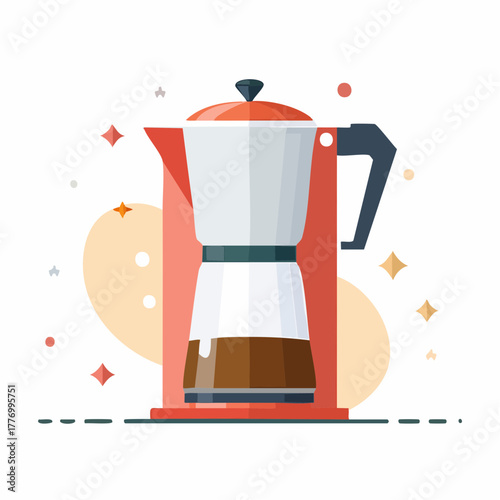 コーヒーを作るコーヒーマシーン、コーヒーメーカーのベクターイラスト