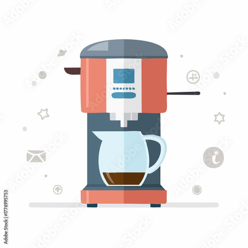 コーヒーを作るコーヒーマシーン、コーヒーメーカーのベクターイラスト