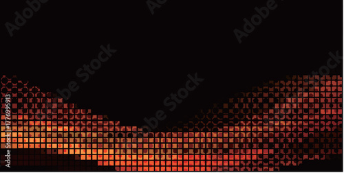 オレンジ　波　幾何学　模様　背景