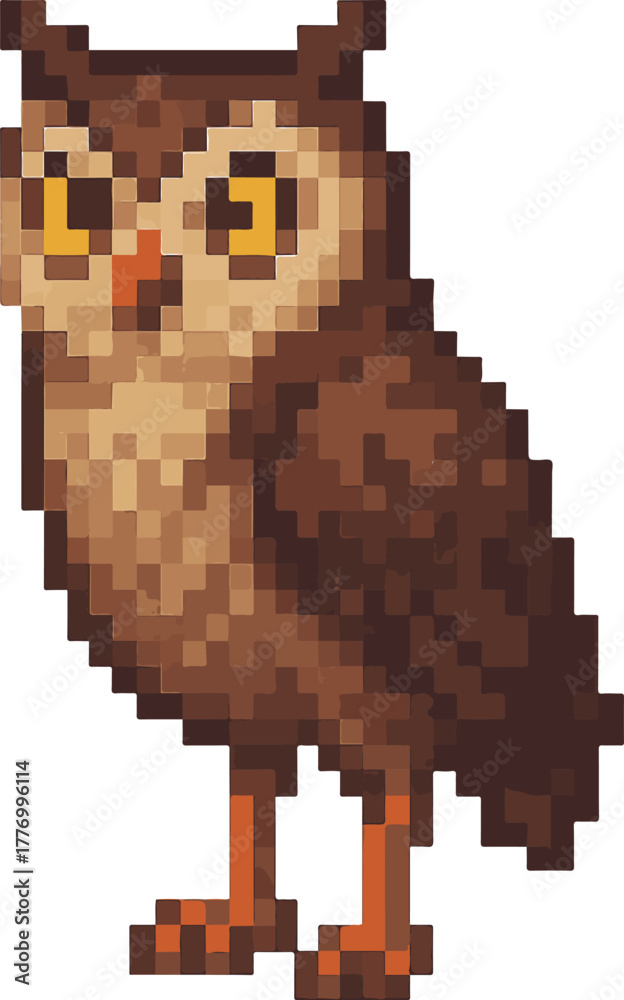 Fototapeta premium owl pixel art, eps 10 illustration