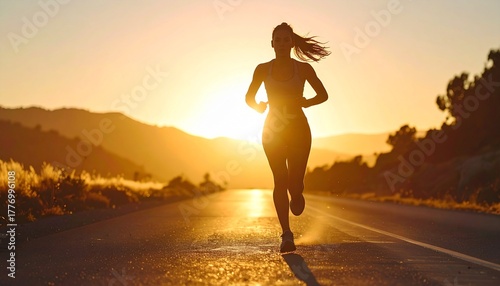 Cinematic Fitness Portrait of Active Woman Running