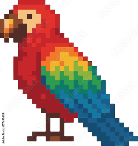 parrot pixel art, eps 10 illustration