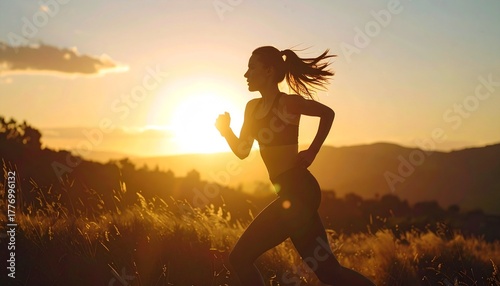 Cinematic Fitness Portrait of Active Woman Running