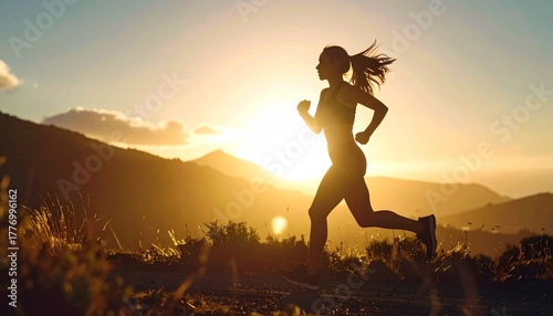 Cinematic Fitness Portrait of Active Woman Running