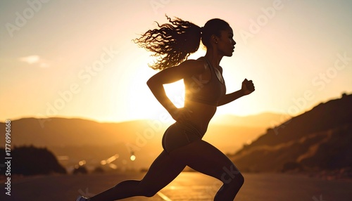 Cinematic Fitness Portrait of Active Woman Running