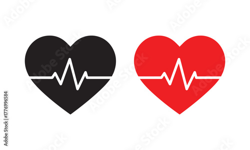 Heartbeat icon flat heart pulse symbol, ideal for medical apps and websites. vector eps file. 