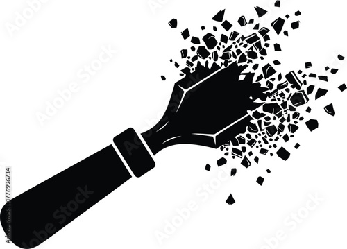 Black and white chisel illustration with shattering effect for creative design concepts