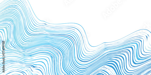 青　波　幾何学　模様　背景