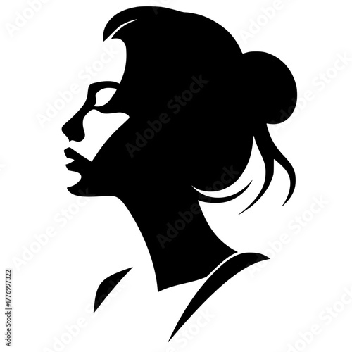 Silhouette portrait of a meditating woman