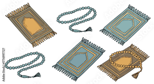Islamic Prayer Rugs and Prayer Beads Collection Muslim Worship and Spirituality
