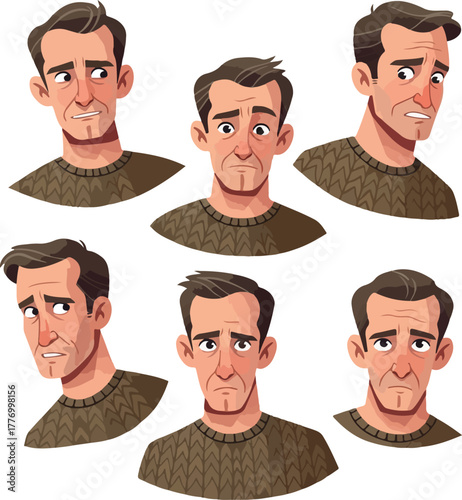 Man Expressing Sadness And Worry In Pixel Art Style Sweater