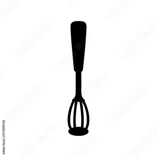 Silhouette image of a wire whisk, a kitchen utensil for beating mixtures