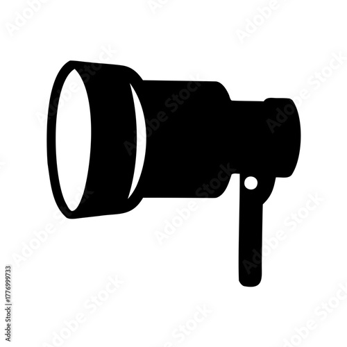 Studio Light Illustration with Softbox in Black Silhouette on White Background