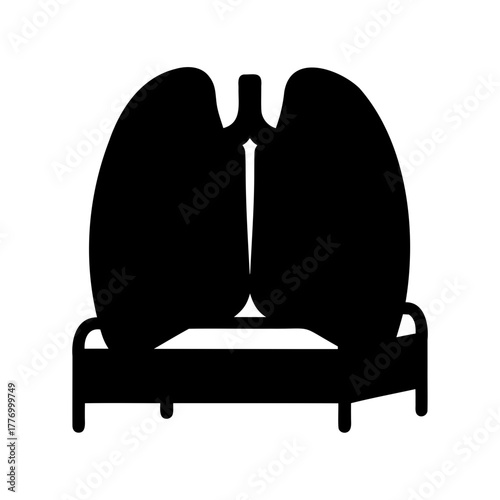 Silhouette of lungs resting on a bed, representing respiratory health issues