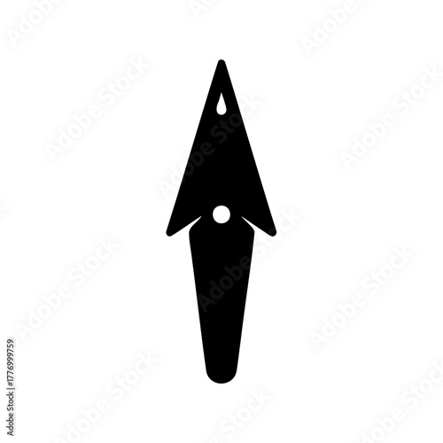 Stylized Arrowhead, Depicting Ancient Tool with Precision in Black and White