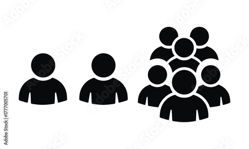 Small group versus large group of people icons