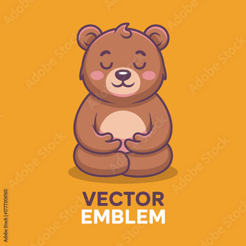 A stylish bear illustrated in a serene pose, embodying calmness and relaxation, perfect for use in mindfulness campaigns or products associated with tranquility.