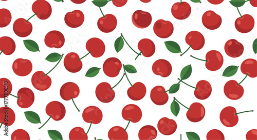 Pixel Art Cherry Pattern Red Fruit Isolated On White Background Vector