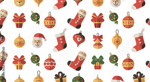 Pixel Art Christmas Pattern Festive Stockings Baubles Gifts Santa Icons