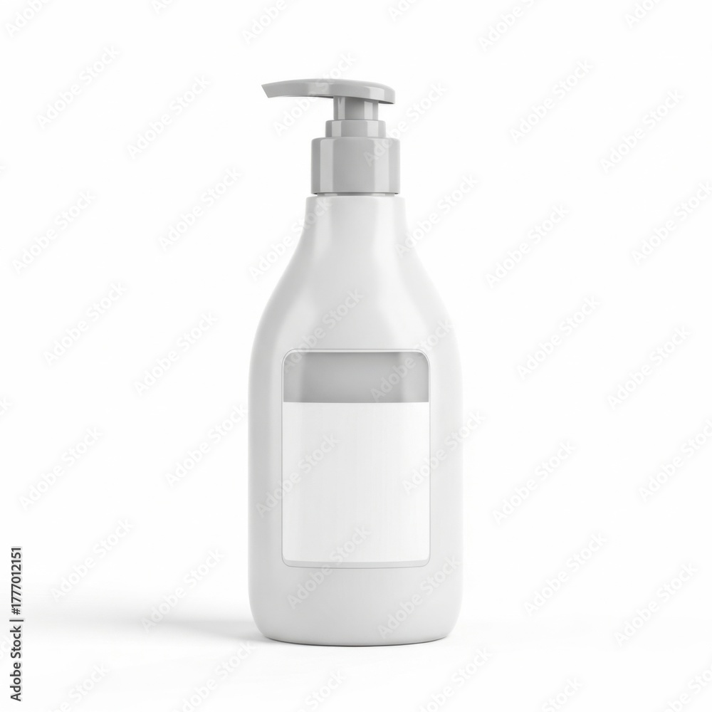 Fototapeta premium White Plastic Soap Dispenser with Pump on a White Background
