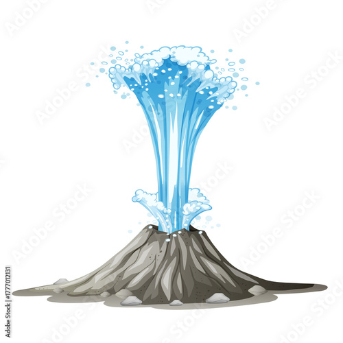 Foto Geyser erupting with water and rocks illustration