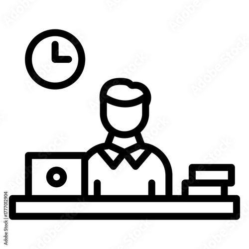 Workaholic Vector Line Icon Design