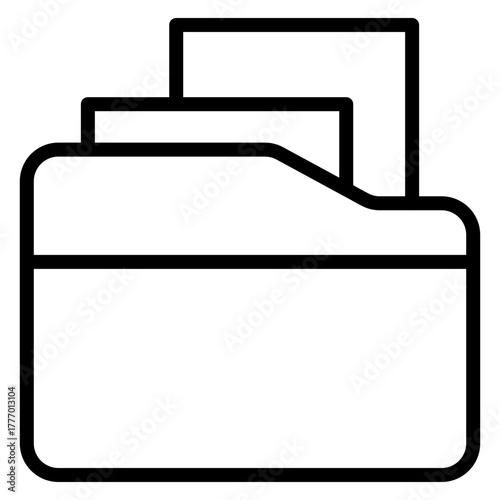 File Folder Vector Line Icon Design
