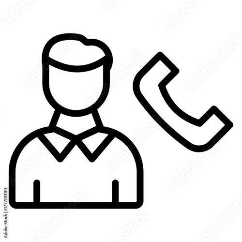Phone Call Vector Line Icon Design