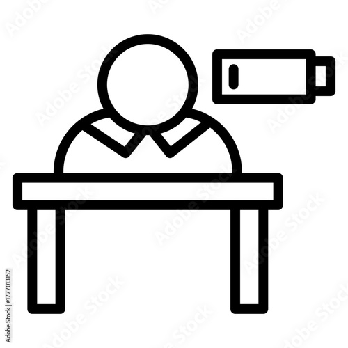 Exhausted Worker Vector Line Icon Design