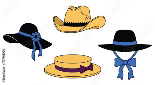 Assorted hats vector illustration fashion accessories headwear