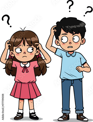 Pixel Art Kids Confused with Question Marks