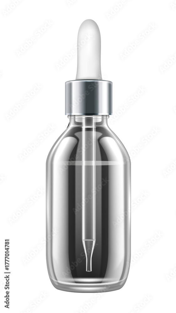 Fototapeta premium Serum bottle with dropper clear glass background