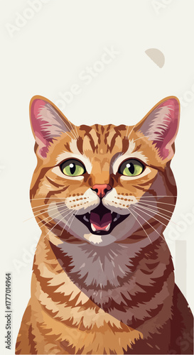Pixel Art Orange Cat Portrait Happy Expressive Green Eyes Minimalist Background